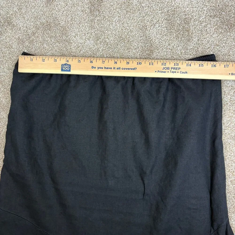 Vtg Y2K Old Navy Linen Asymmetrical Ruffle Hem Midi Skirt Womens Sz 12 Lagenlook